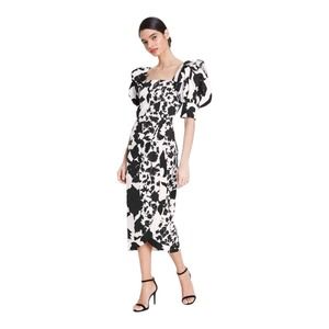 Christopher John Roger X Target Size 8 Black White Puff Sleeve Long Wrap Dress